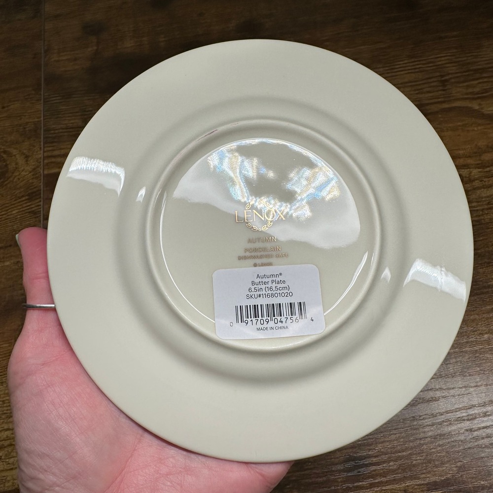 Lenox Autumn Porcelain Butter‎ Plates 6.5 Inch Set of 4 Gold Trim Raised Enamel - Picture 4 of 8